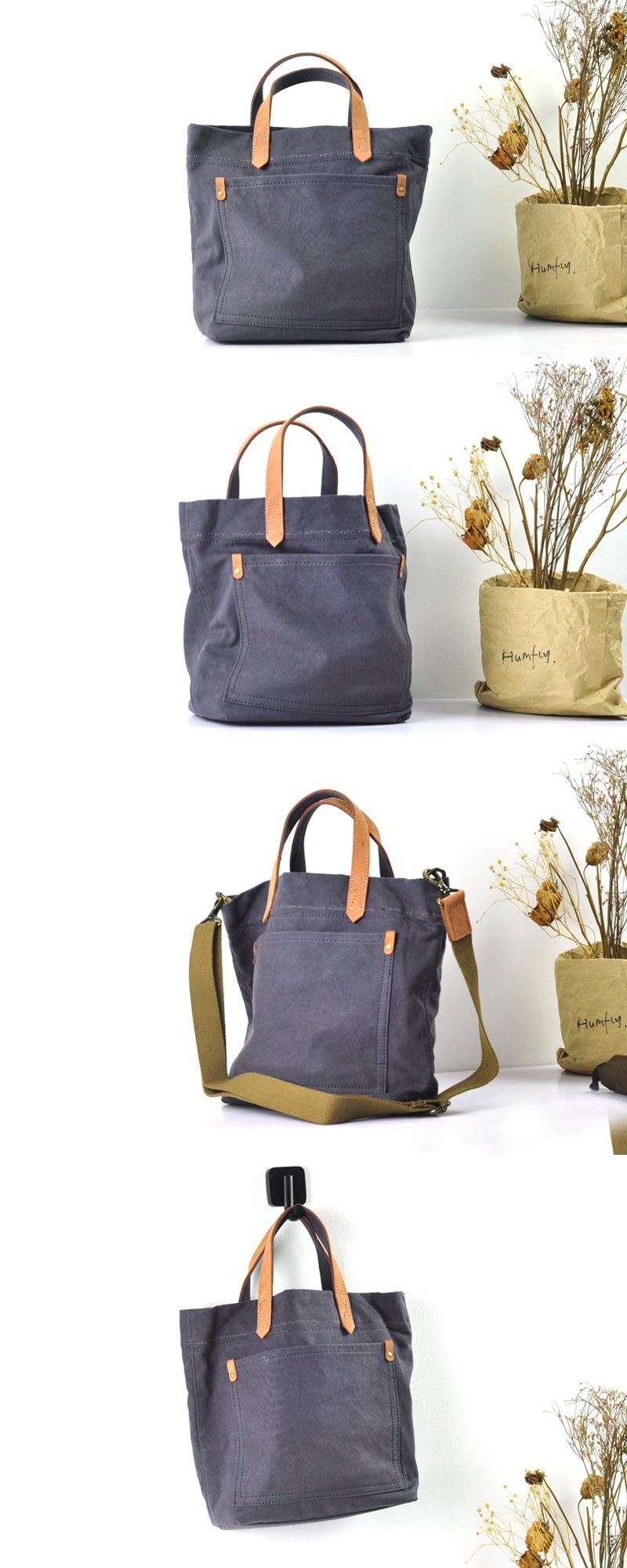 Simple Leather Canvas Womens Mens Small Tote Shoulder Bag Messenger Bag Canvas Handbag For Men Women