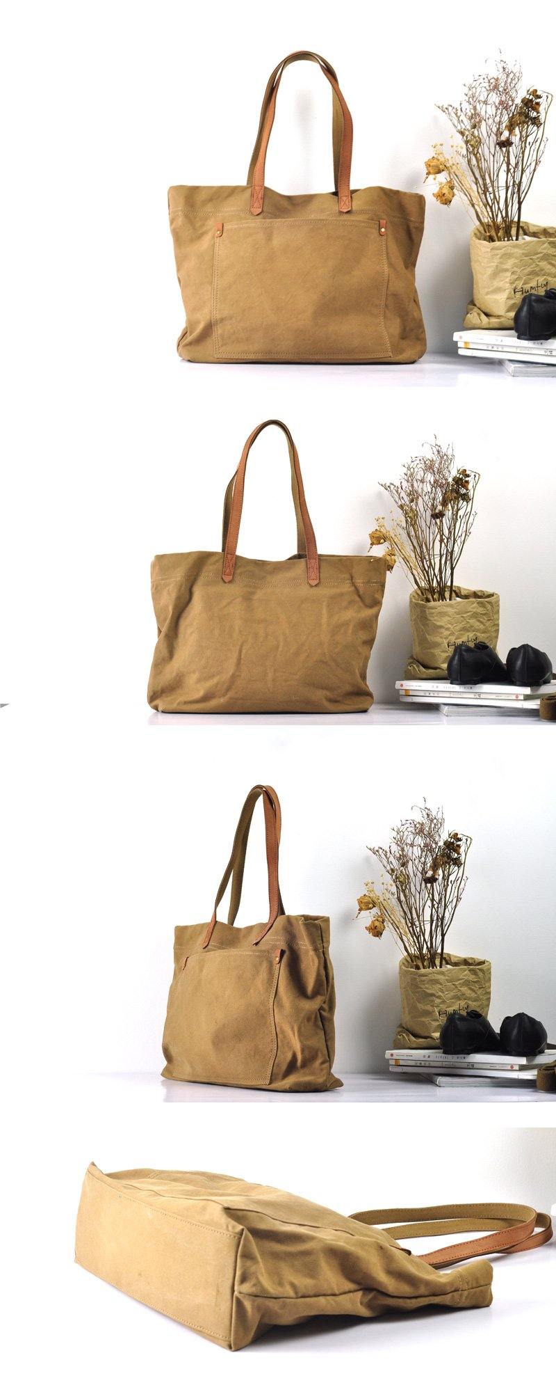 Simple Canvas Mens Womens Tote Shoulder Bags Messenger Handbag Camel Tote Side Bag For Men and Women