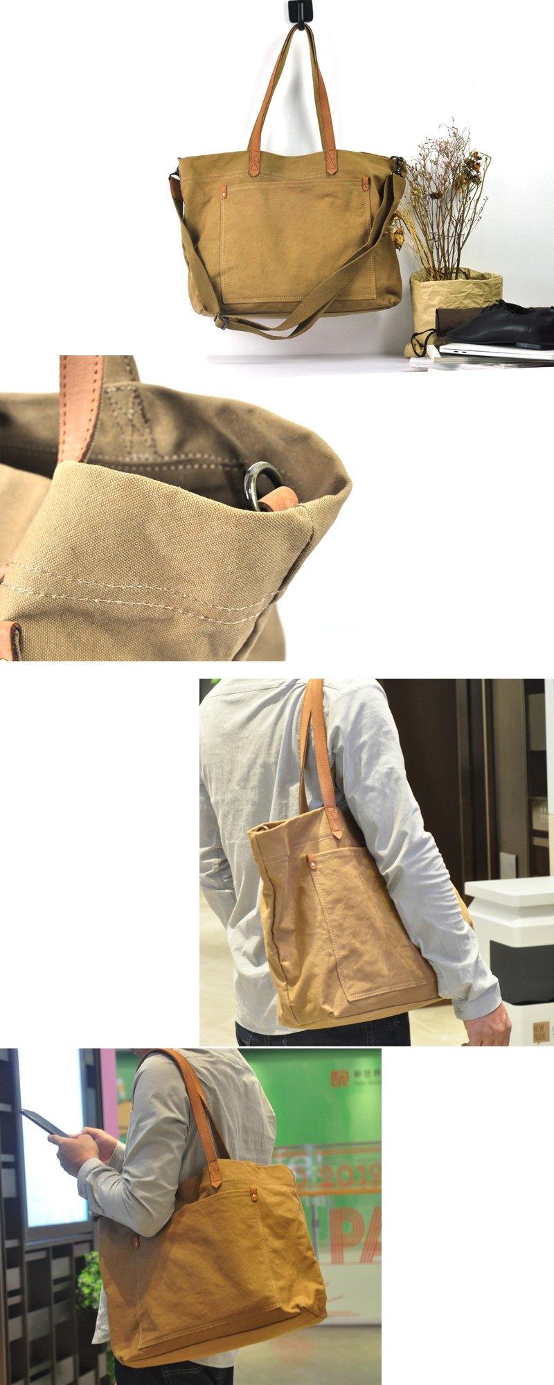 Simple Canvas Mens Womens Tote Shoulder Bags Messenger Handbag Camel Tote Side Bag For Men and Women