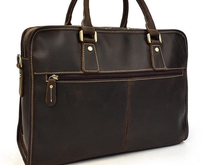 Vintage Leather Mens 14inch Briefcase Handbags Laptop Bag Work Bag For Men