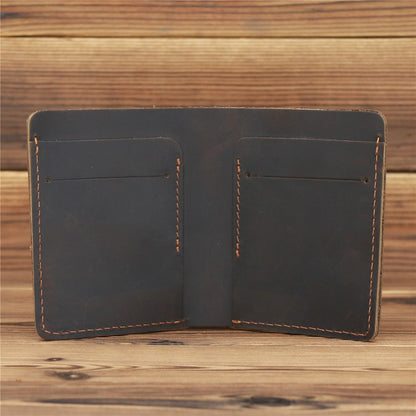 Coffee Leather Mens Slim Bifold Wallet Minimalism Wallets Billfold Wallet Front Pocket Wallet for Men