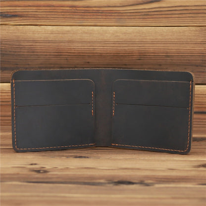 Coffee Leather Mens Slim Bifold Wallet Minimalism Wallets Billfold Wallet Front Pocket Wallet for Men