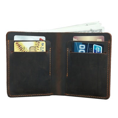 Coffee Leather Mens Slim Bifold Wallet Minimalism Wallets Billfold Wallet Front Pocket Wallet for Men