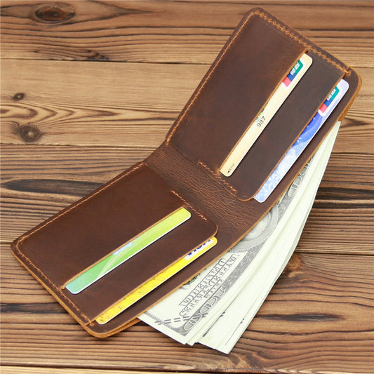 Leather Mens Slim Bifold Wallet Minimalism Wallets Billfold Wallet Front Pocket Wallet for Men