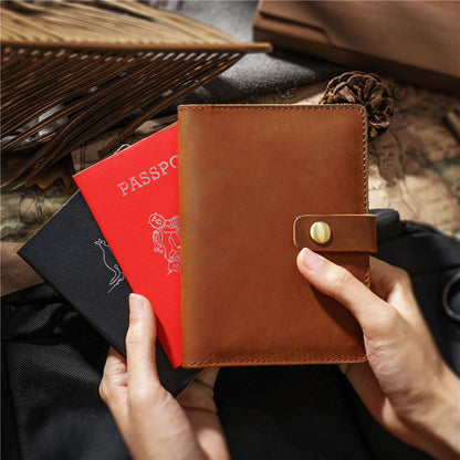 Slim Men's Leather Passport Wallet Compact Bifold Travel Wallet Ticket Wallet For Men