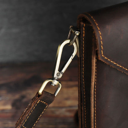 Slim Shoulder Bag Leather Belt Pouch Mens Waist Bag Coffee Crossbody Bag for Men