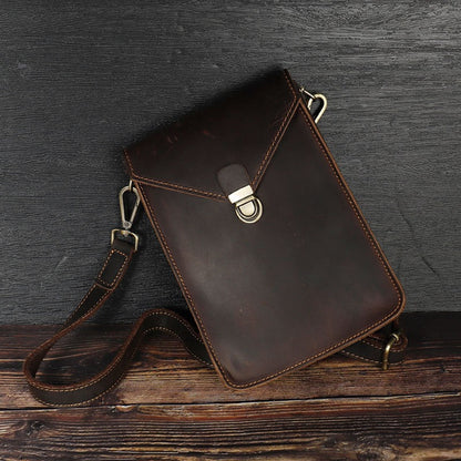 Slim Shoulder Bag Leather Belt Pouch Mens Waist Bag Coffee Crossbody Bag for Men