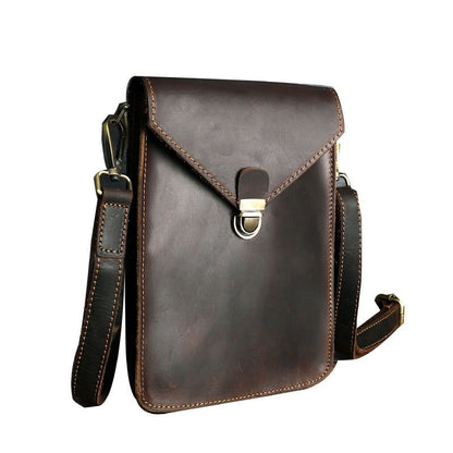 Slim Shoulder Bag Leather Belt Pouch Mens Waist Bag Coffee Crossbody Bag for Men