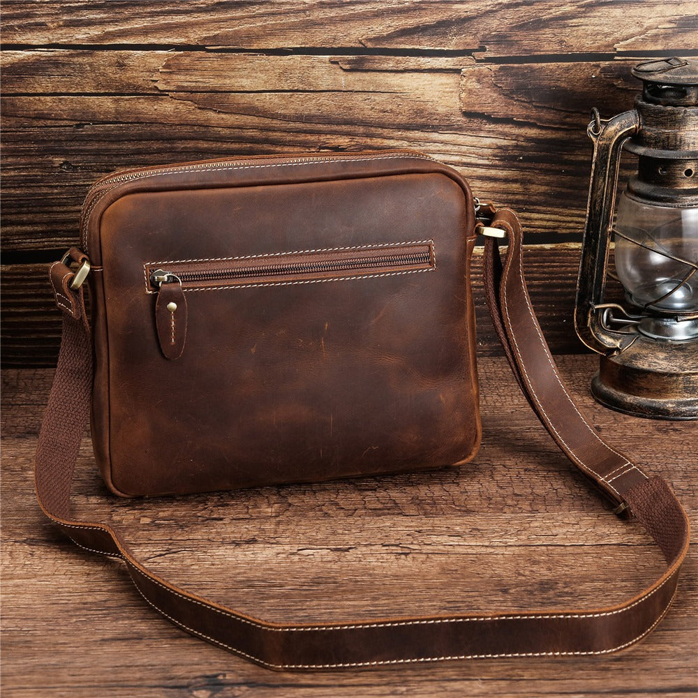 Vintage Brown Leather Mens Side Bag Messenger BAG Small School Courier Bag FOR MEN