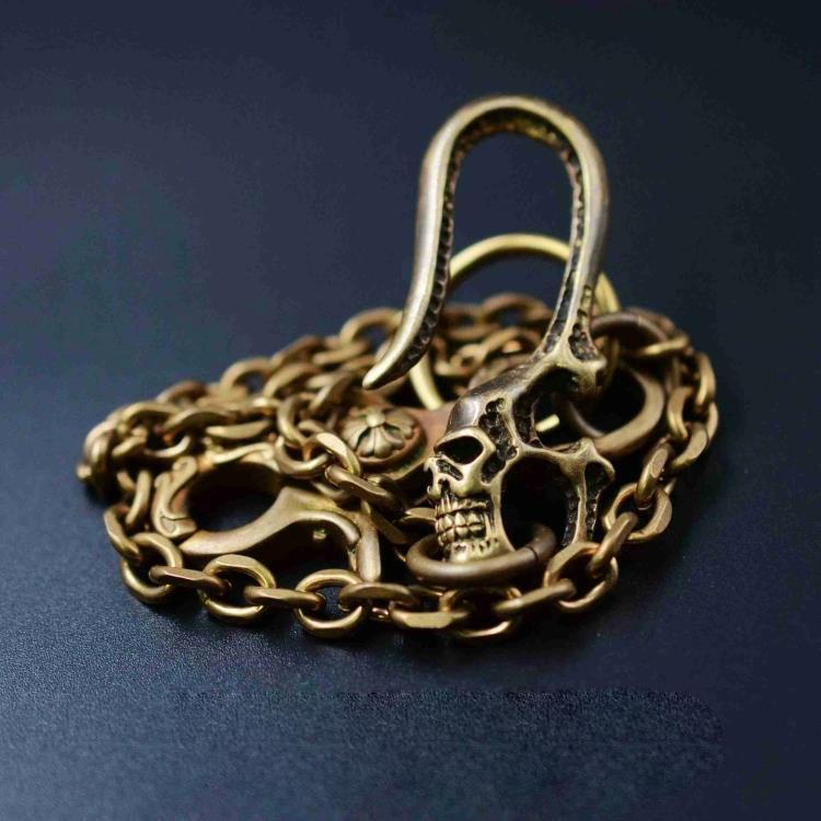 Solid Brass Cool Punk Rock Skull Wallet Chain Biker Trucker Wallet Cha