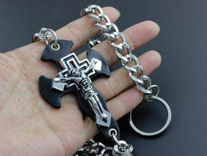 Solid Stainless Steel Cross Wallet Chain Cool Punk Rock Biker Trucker Wallet Chain Trucker Wallet Chain for Men