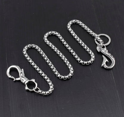 Cool Stainless Steel Dragon Skull Hook Wallet Chain Silver Pants Chain Biker Chain For Men