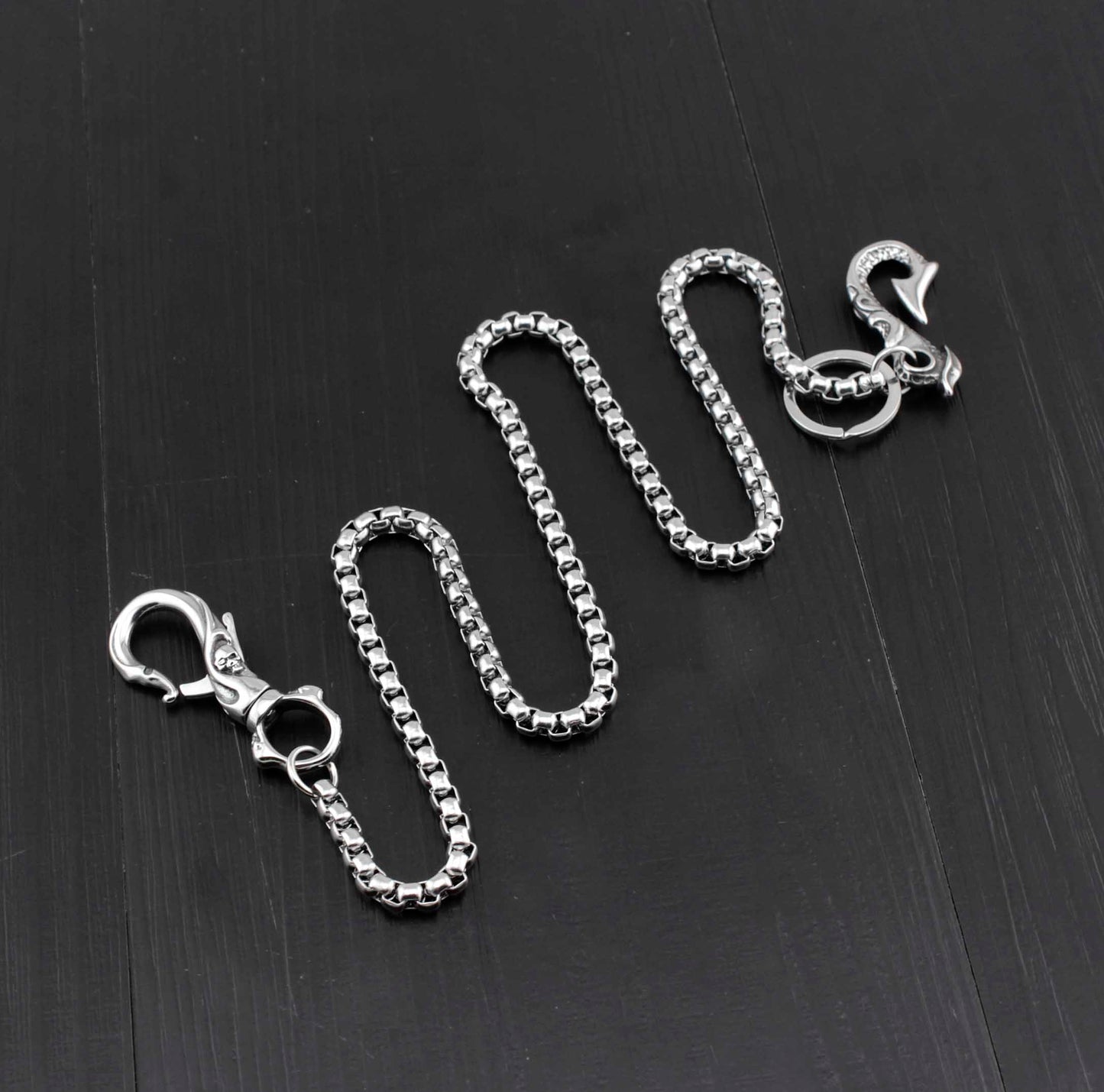 Cool Stainless Steel Dragon Skull Hook Wallet Chain Silver Pants Chain Biker Chain For Men