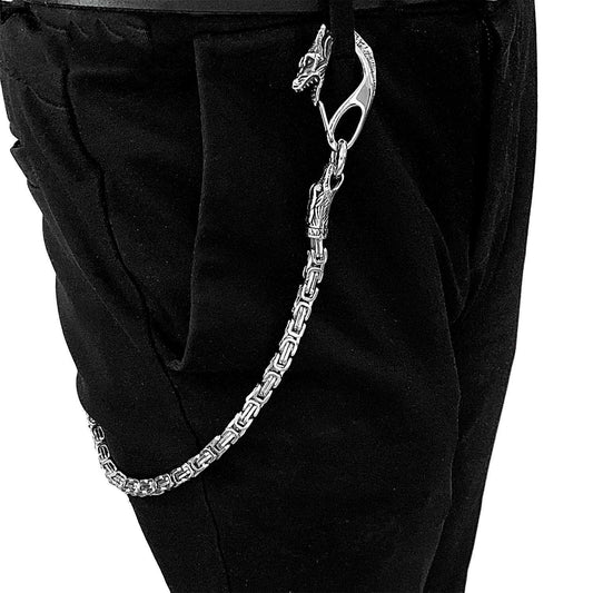 Cool Silver Dragon Stainless Steel Wallet CHain Long Biker Wallet CHain Jeans Chain Jean Chain For Men