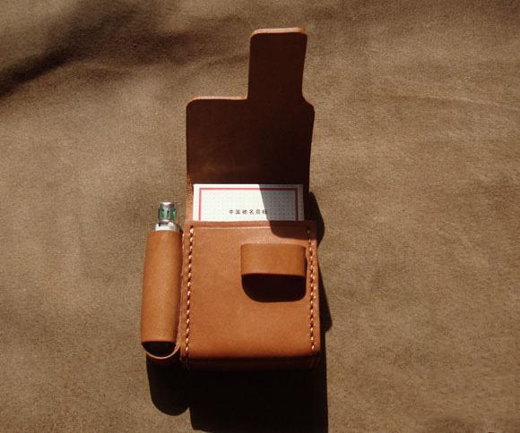 Cool Brown Leather Mens Cigarette Case with Lighter Holder Belt Loop for Men