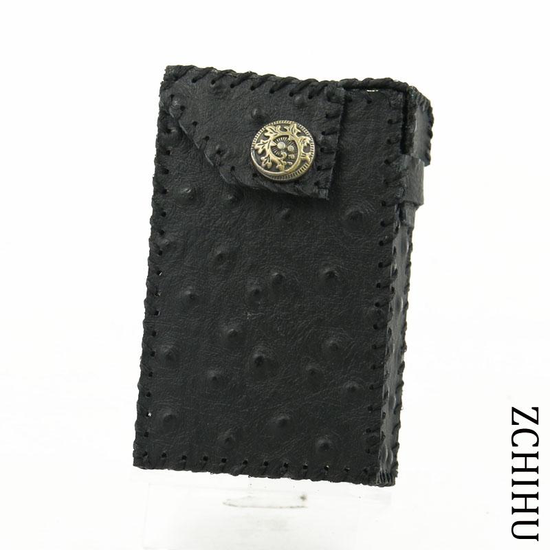 Handmade Cool Leather Mens Vintage Black Cigarette Holder Case Cigarette Holder for Men