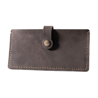 Handmade Leather Mens Clutch Wallet Cool Slim Leather Wallet Long Phone Wallets for Men