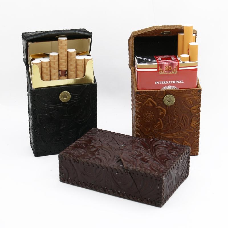 Handmade Cool Leather Mens Engraved Cigarette Holder Case Cigarette Holder for Men