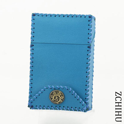 Cool Handmade Leather Mens Blue Cigarette Holder Case for Men