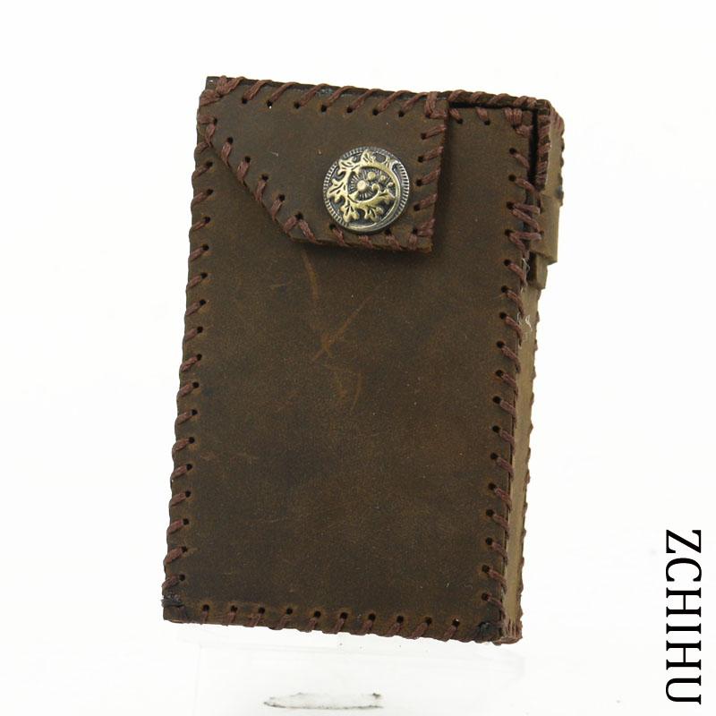 Cool Handmade Leather Mens Vintage Coffee Cigarette Holder Case for Men