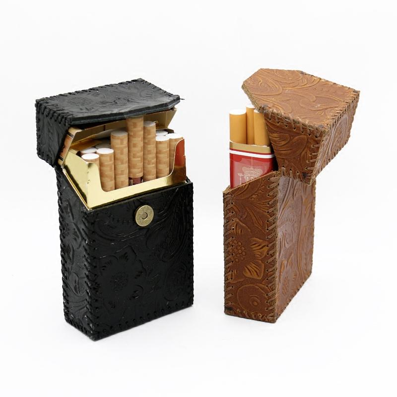 Handmade Cool Leather Mens Engraved Cigarette Holder Case Cigarette Holder for Men