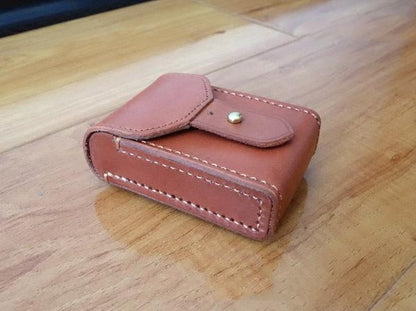 Cool Brown Handmade Leather Mens Cigarette Case Cigarette Holder Case with Belt Loop for Men