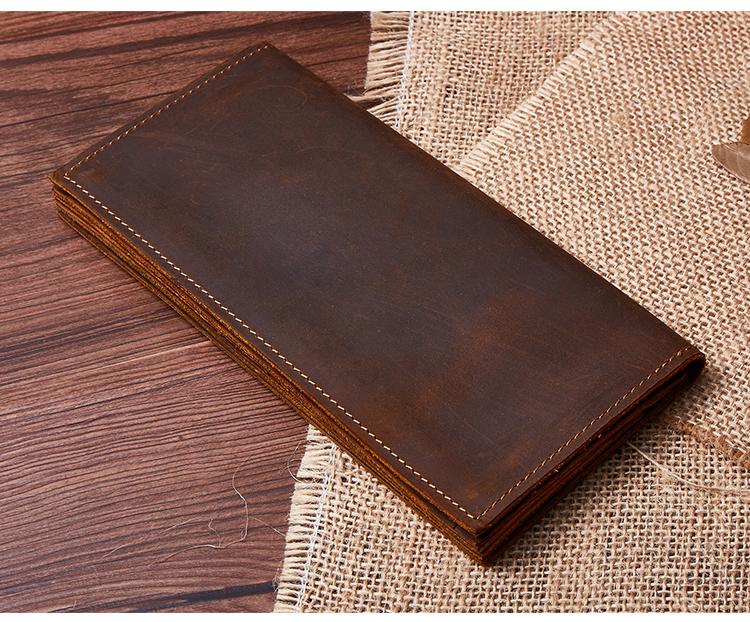 Handmade Leather Mens Clutch Wallet Cool Leather Wallet Long Phone Wallets for Men