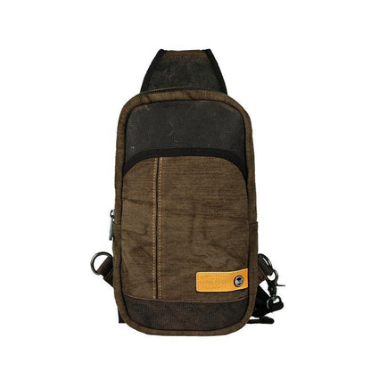 Green Canvas Sling Backpack Men's Sling Bag Coffee Chest Bag Canvas One shoulder Backpack For Men