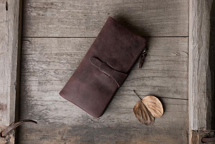 Handmade Leather Mens Clutch Wallet Cool Leather Wallet Long Phone Wallets for Men