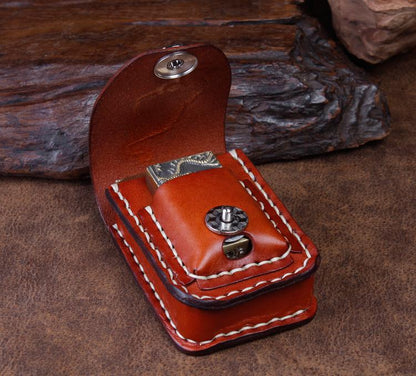 Cool Leather Mens Engraved Tiger Cigarette Holder Case lighter Holder for Men