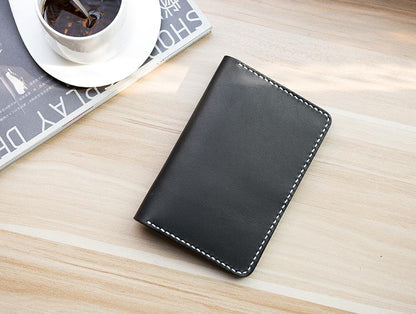 Handmade Leather Mens Travel Wallet Passport Leather Wallet Short Slim Wallets for Men