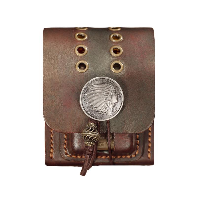 Cool Mens Leather Indian CIGARETTE HOLDER CASE WITH Zippo LIGHTER HOLDER FOR MEN