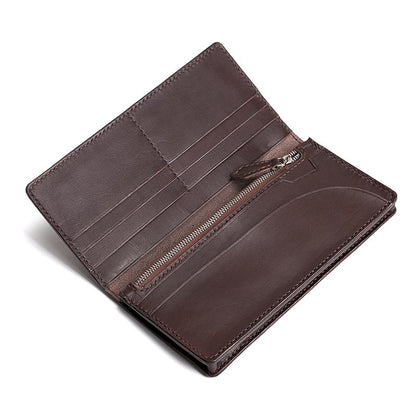 Handmade Leather Mens Travel Wallet Passport Leather Wallet Long Phone Wallets for Men