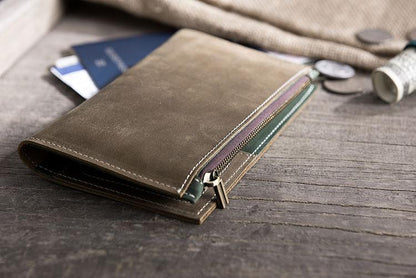 Handmade Leather Mens Travel Wallet Passport Leather Wallet Short Long Wallets for Men