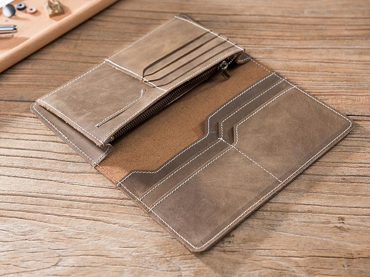 Handmade Leather Mens Clutch Wallet Cool Leather Wallet Long Phone Wallets for Men