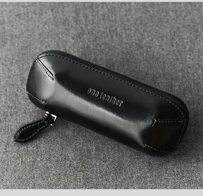 Cool Leather Mens Leather Tobacco Pipe Case Zipper Tobacco Pipe Case for Men