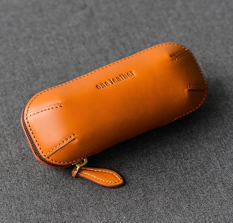 Cool Leather Mens Leather Tobacco Pipe Case Zipper Tobacco Pipe Case for Men