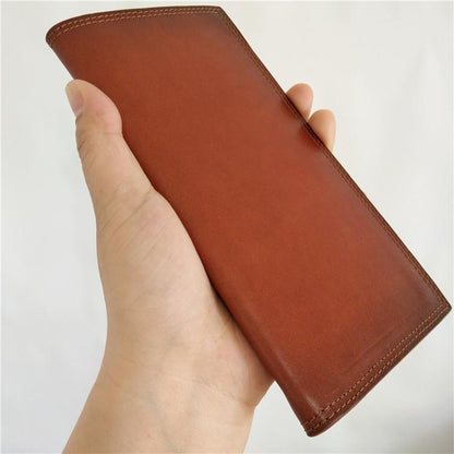 [On Sale] Handmade Vintage Mens Leather Long Wallets Cool Long Wallet for Men