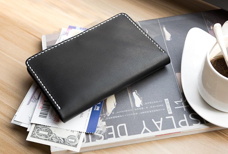 Handmade Leather Mens Travel Wallet Passport Leather Wallet Short Slim Wallets for Men