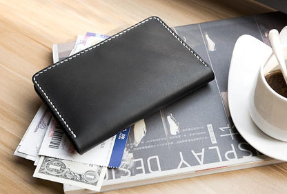 Handmade Leather Mens Travel Wallet Passport Leather Wallet Short Slim Wallets for Men