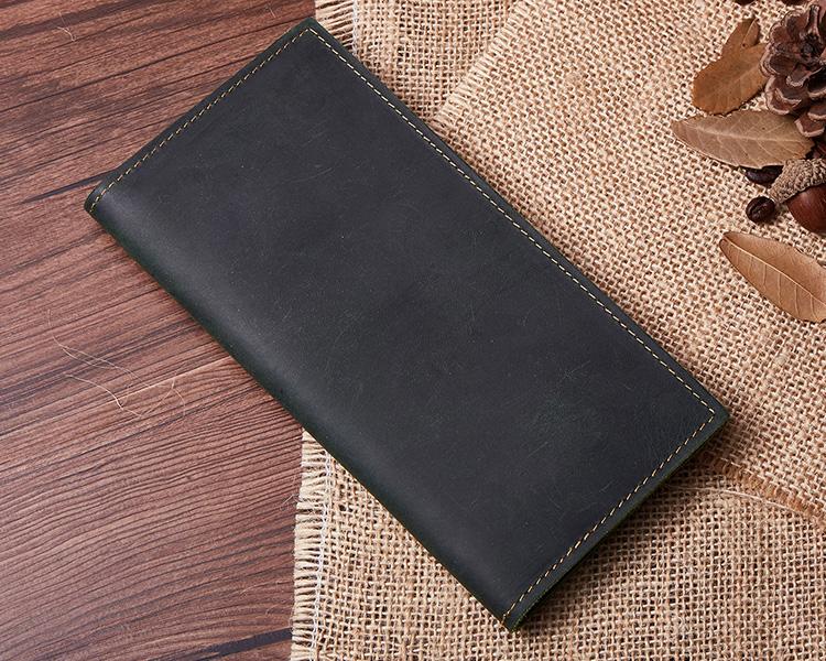 Handmade Leather Mens Clutch Wallet Cool Leather Wallet Long Phone Wallets for Men