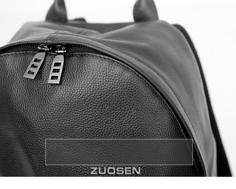 Mens Cool Leather Backpack Black Travel Backpack 15'' Computer School Backpack for Men