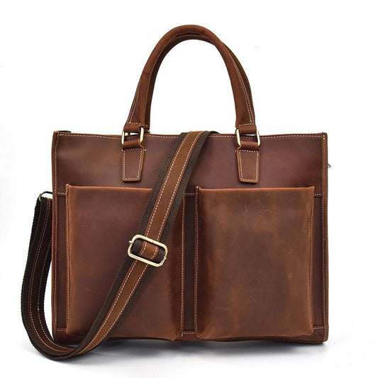 Men Leather Briefcase Bag Vintage Handbag Shoulder Bag For Men