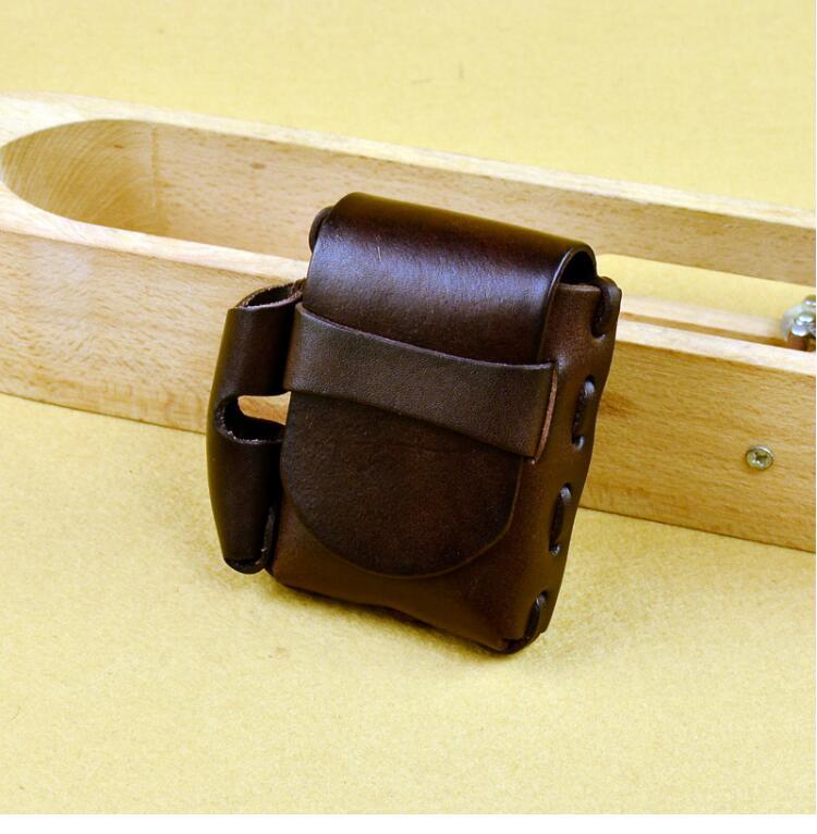 Cool Handmade Leather Mens Cigarette Case with Belt Loop Lighter Holder for Men