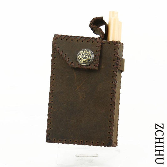 Cool Handmade Leather Mens Vintage Coffee Cigarette Holder Case for Men