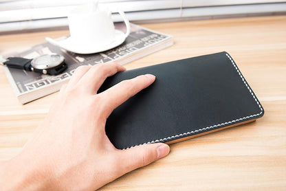 Handmade Leather Mens Clutch Wallet Cool Leather Wallet Long Phone Wallets for Men Women