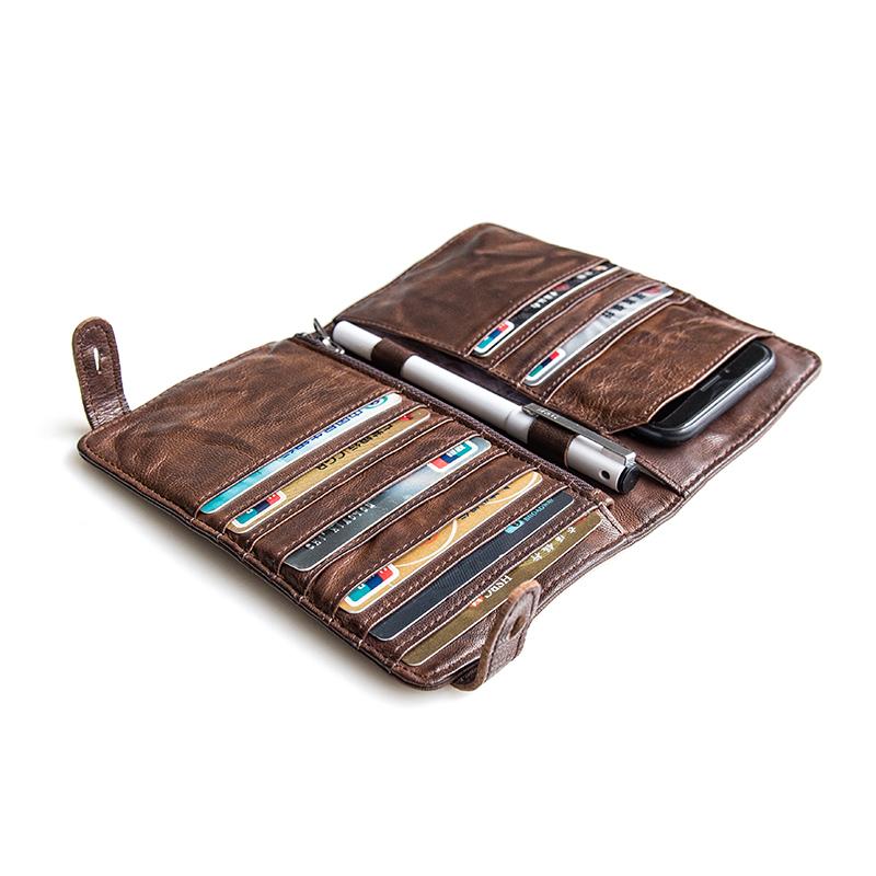 Genuine Leather Mens Cool Short Leather Wallet Men Cards Wallets Bifold for Men