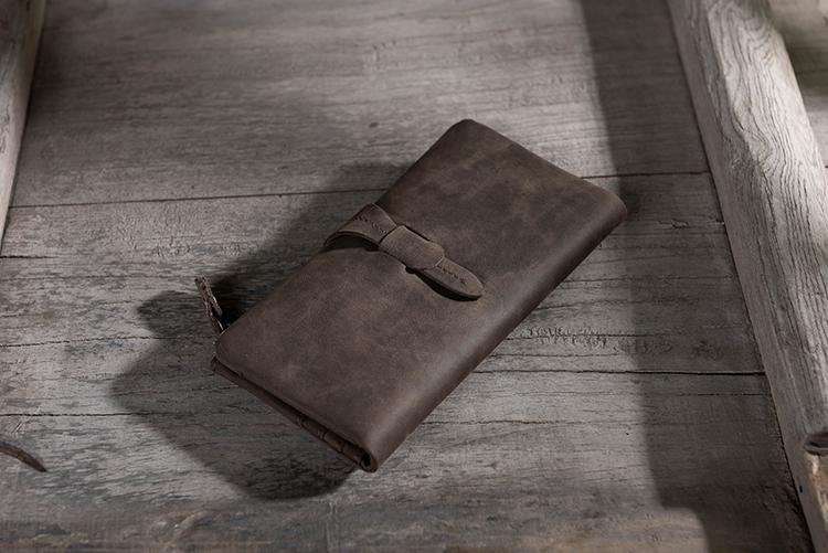 Handmade Leather Mens Clutch Wallet Cool Leather Wallet Long Phone Wallets for Men