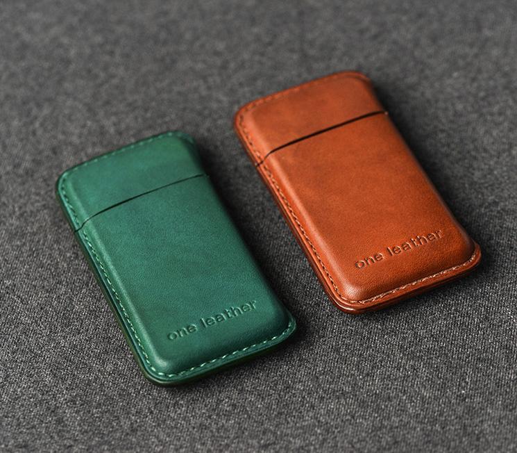 Handmade Green Leather Womens 5pcs Cigarette Holder Case Cool Custom Cigarette Case for Women