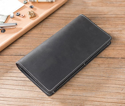 Handmade Leather Mens Clutch Wallet Cool Leather Wallet Long Phone Wallets for Men